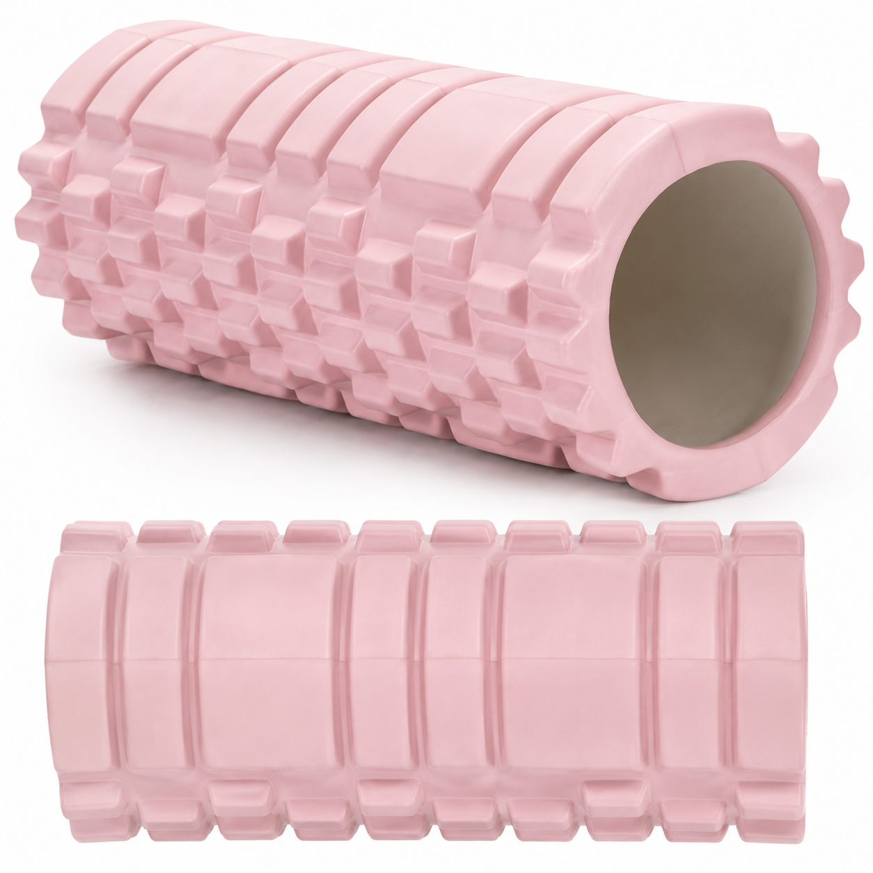 Rola pentru masaj si stretching din spuma EVA, duritate medie 50 Shore A, 33x14 cm, roz - imagine 15
