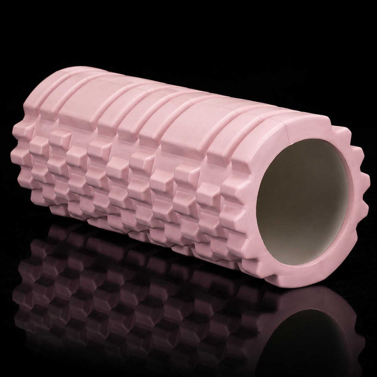 Rola pentru masaj si stretching din spuma EVA, duritate medie 50 Shore A, 33x14 cm, roz - imagine 18