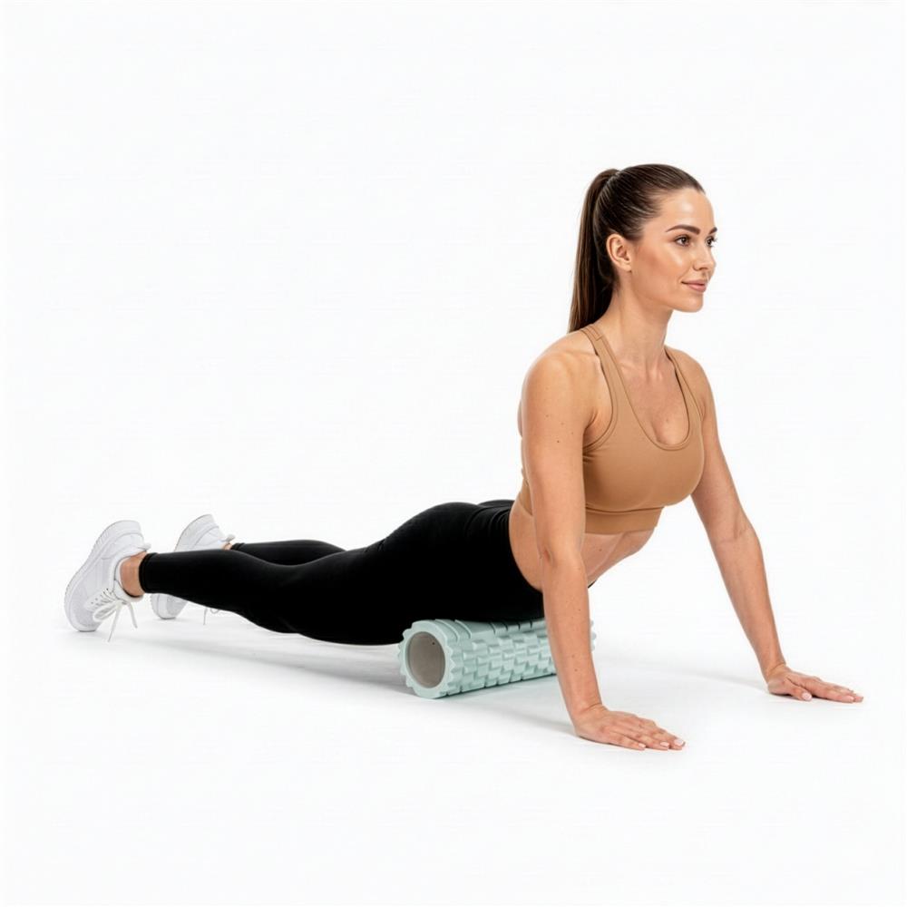 Rola pentru masaj si stretching din spuma EVA, duritate medie 50 Shore A, 33x14 cm, verde - imagine 20