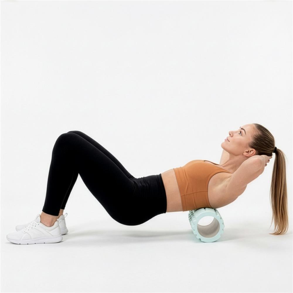 Rola pentru masaj si stretching din spuma EVA, duritate medie 50 Shore A, 33x14 cm, verde - imagine 21