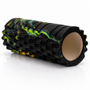 Rola pentru masaj si stretching din spuma EVA, duritate medie 50 Shore A, 33x14 cm, negru si verde