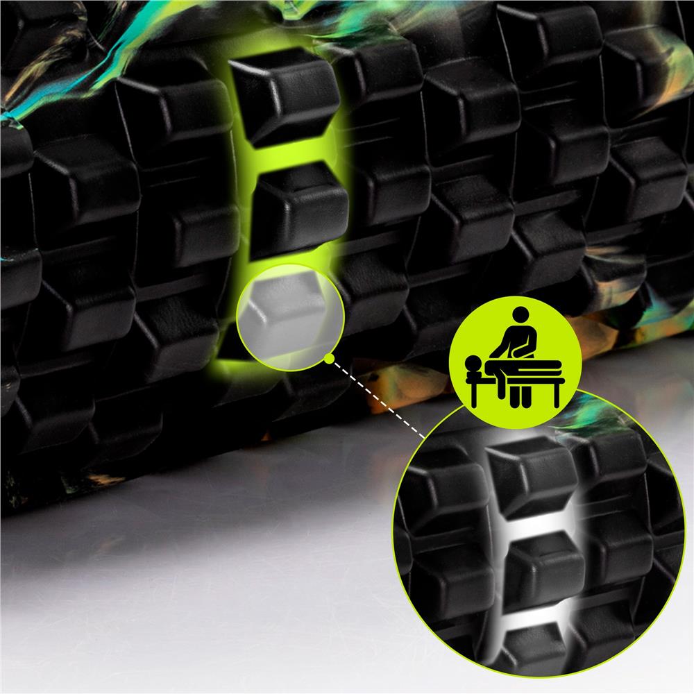 Rola pentru masaj si stretching din spuma EVA, duritate medie 50 Shore A, 33x14 cm, negru si verde - imagine 14