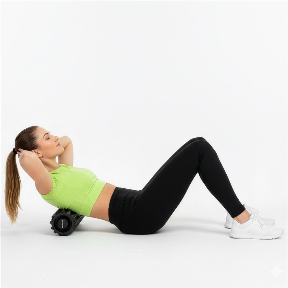 Rola pentru masaj si stretching din spuma EVA, duritate medie 55 Shore A, 33x13 cm, negru - imagine 8