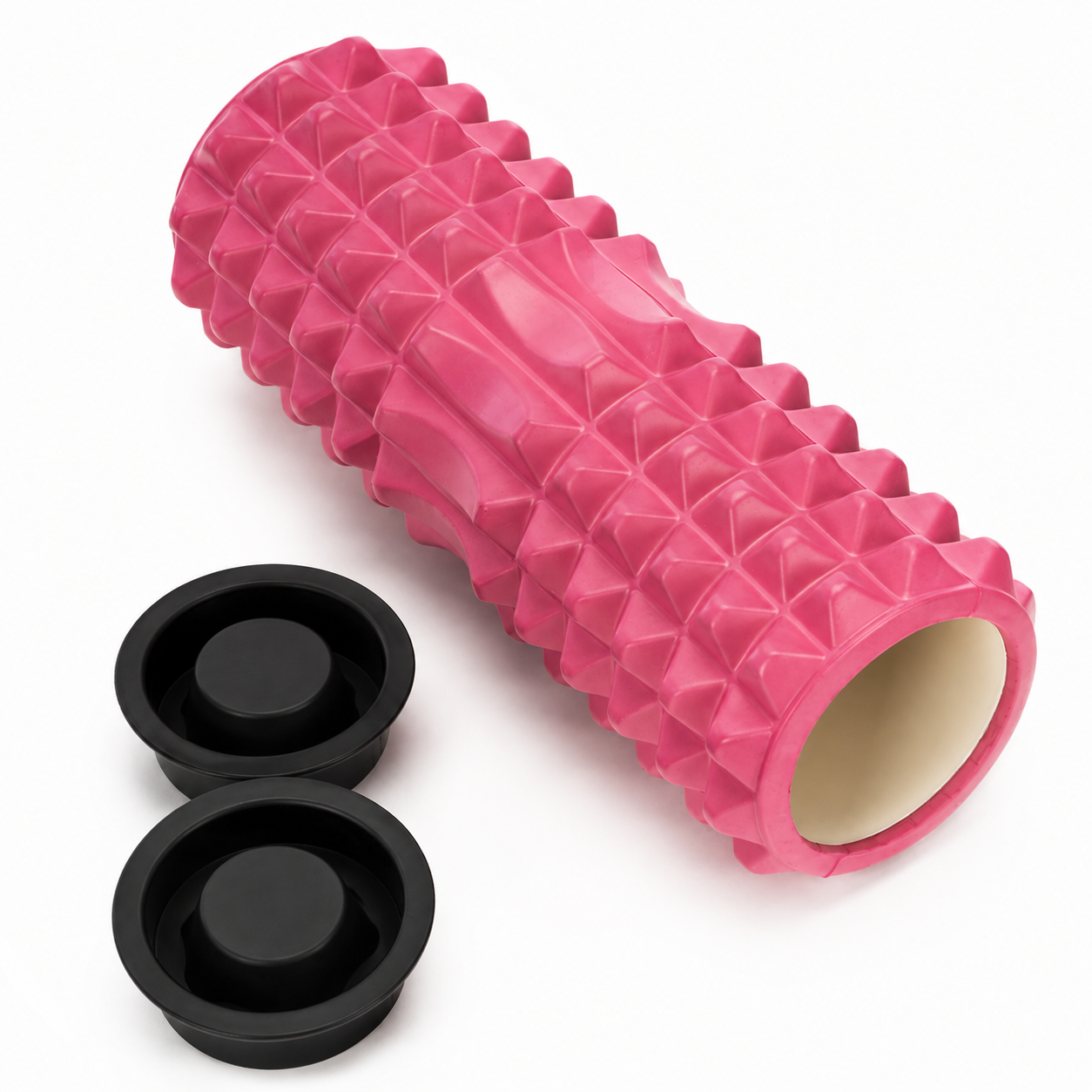 Rola pentru masaj si stretching din spuma EVA, duritate medie 55 Shore A, 33x13 cm, roz - imagine 4