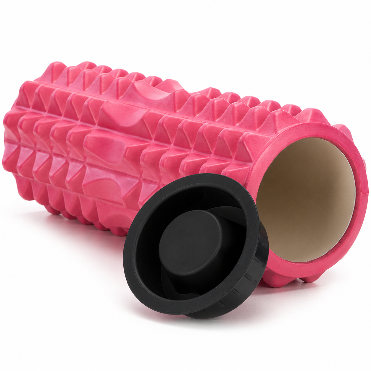 Rola pentru masaj si stretching din spuma EVA, duritate medie 55 Shore A, 33x13 cm, roz - imagine 6