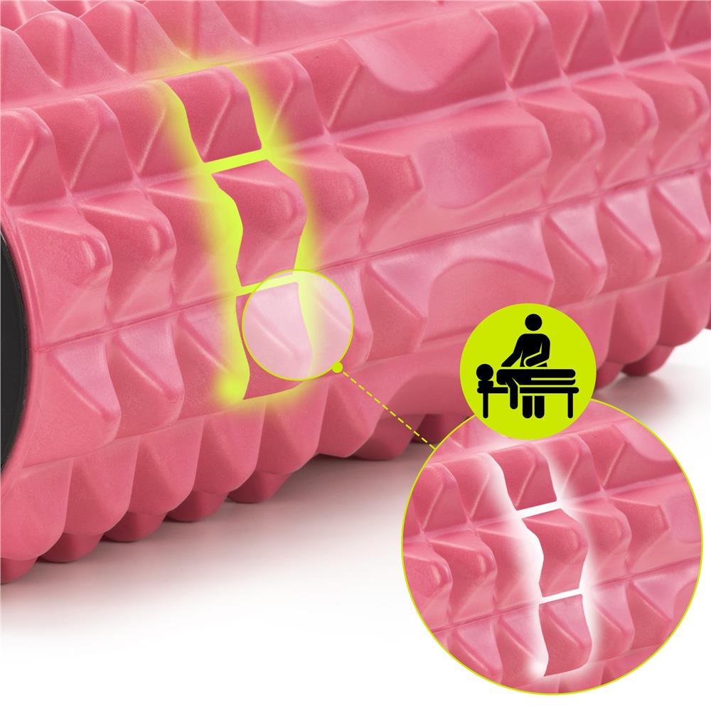 Rola pentru masaj si stretching din spuma EVA, duritate medie 55 Shore A, 33x13 cm, roz - imagine 12