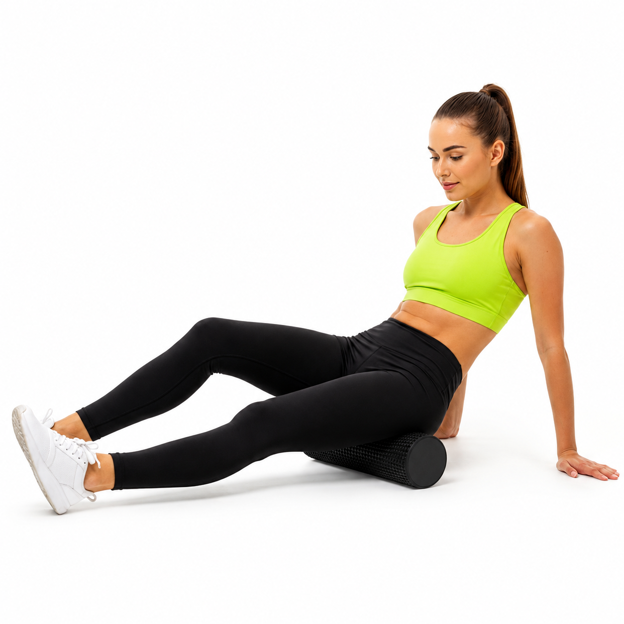 Rola pentru masaj si stretching din spuma EVA, moale 25 Shore A, 45x15 cm, negru - imagine 15