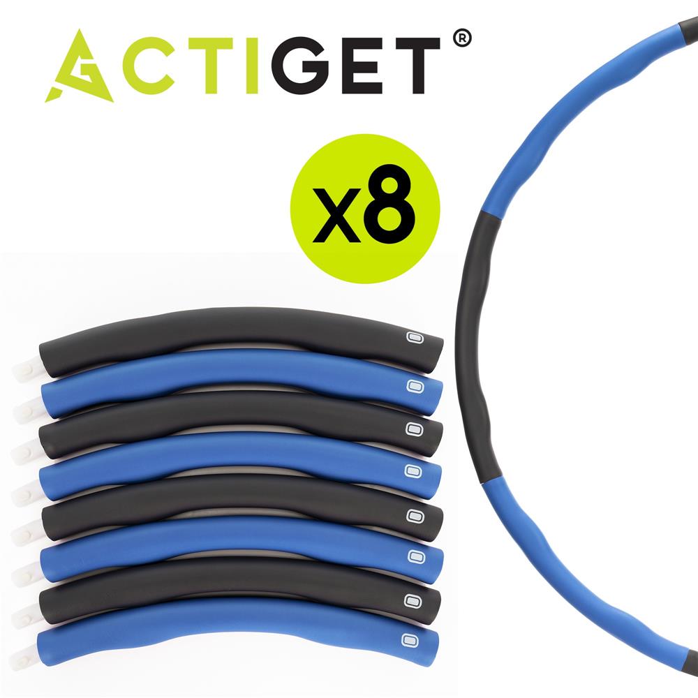 Cerc Hula Hoop pentru antrenament fitness, pliabil din 8 segmente, diametru reglabil 67-88 cm, 1 kg, gri si albastru - imagine 13