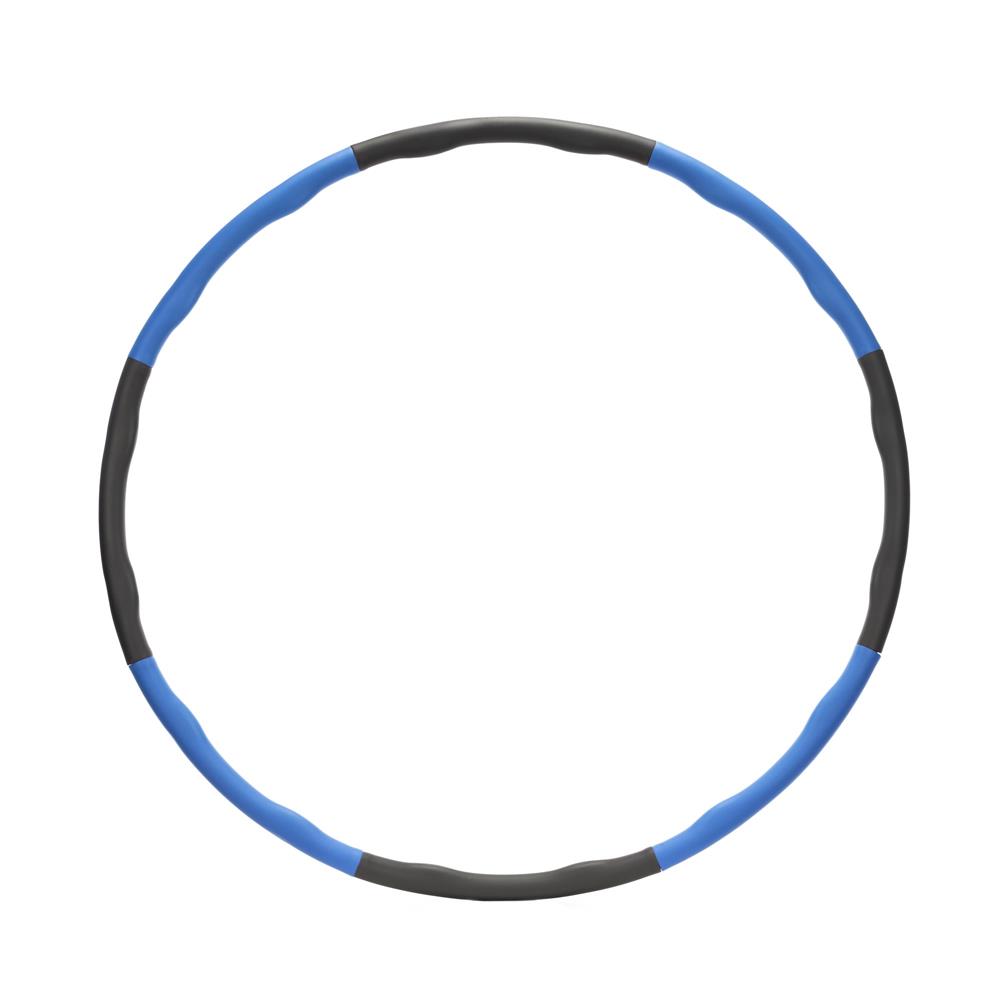 Cerc Hula Hoop pentru antrenament fitness, pliabil din 8 segmente, diametru reglabil 67-88 cm, 1 kg, gri si albastru - imagine 5