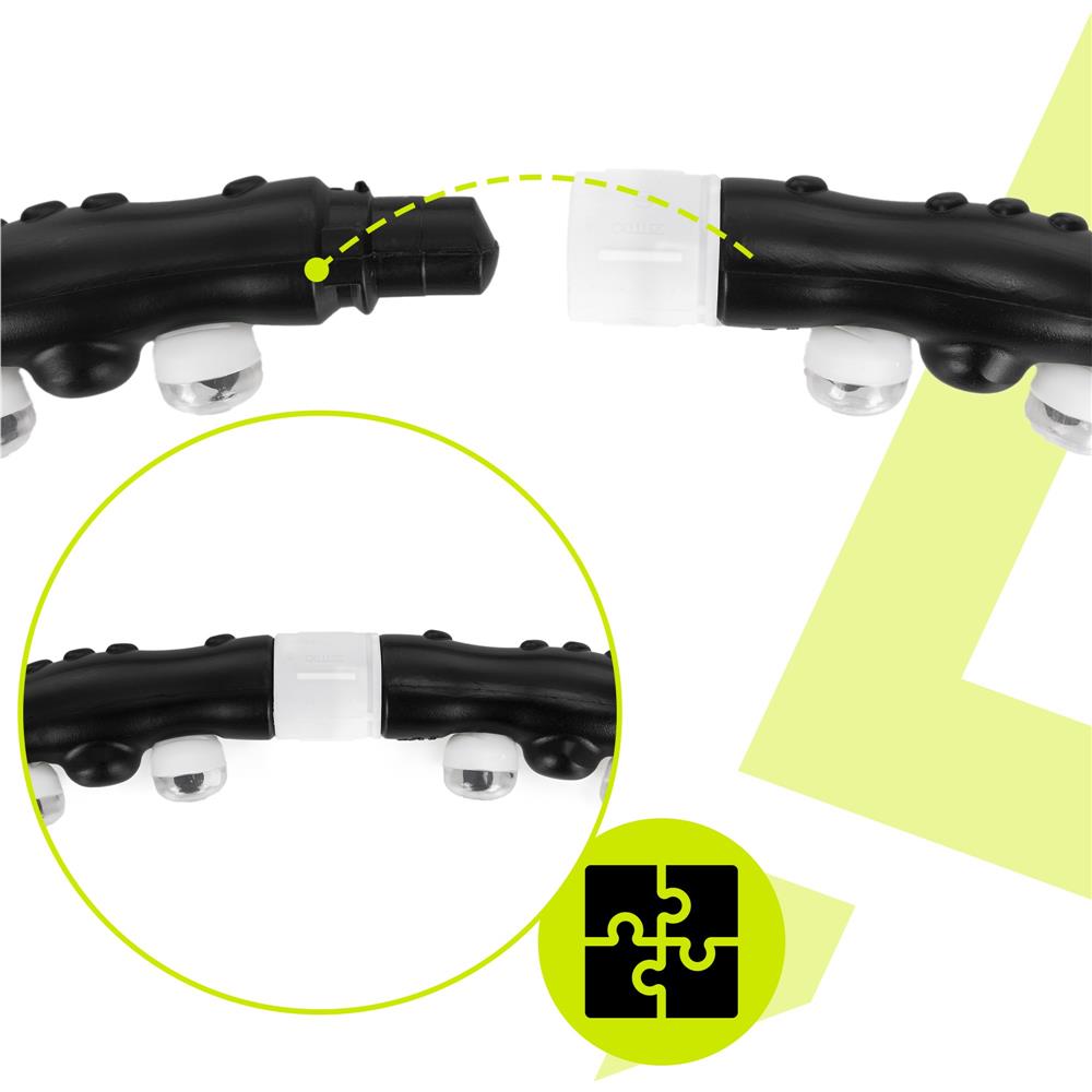 Cerc Hula Hoop pentru antrenament fitness, cu 42 elemente de masaj cu magneti, 7 segmente, 100 cm, 1 kg, negru - imagine 13