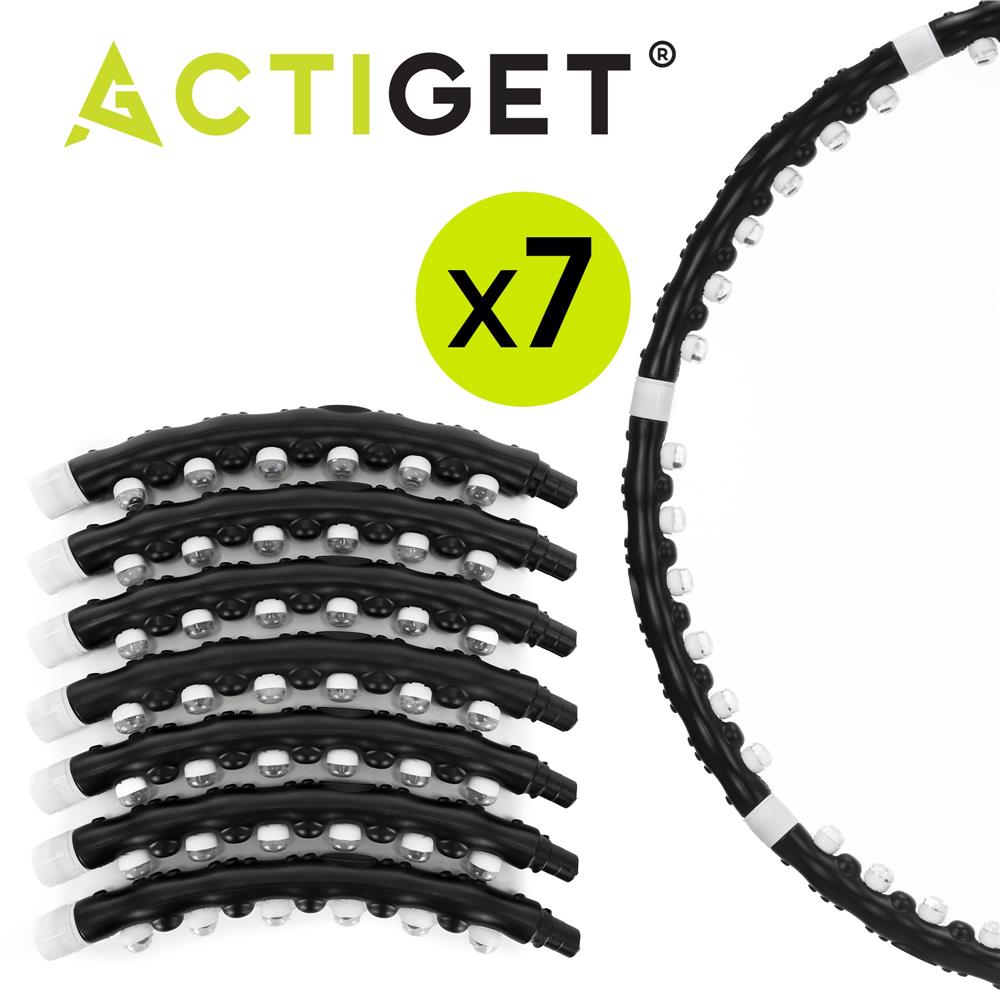 Cerc Hula Hoop pentru antrenament fitness, cu 42 elemente de masaj cu magneti, 7 segmente, 100 cm, 1 kg, negru - imagine 15