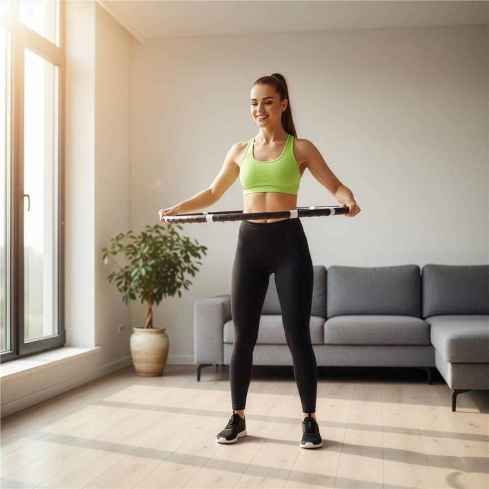 Cerc Hula Hoop pentru antrenament fitness, cu 42 elemente de masaj cu magneti, 7 segmente, 100 cm, 1 kg, negru - imagine 5