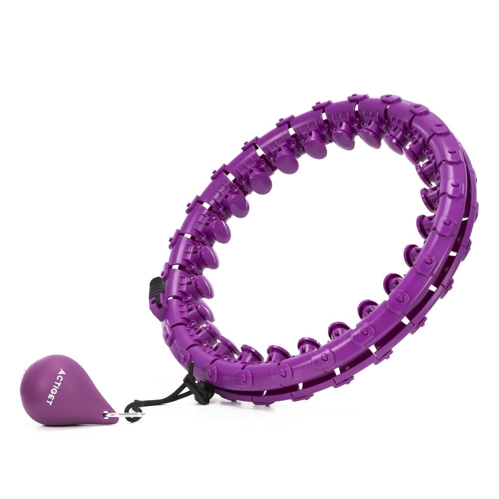 Cerc Hula Hoop pentru antrenament fitness, reglabil, cu greutate suplimentara si functie de masaj, 50-120 cm, mov - imagine 7