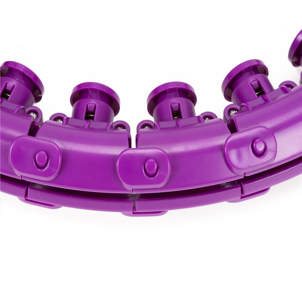 Cerc Hula Hoop pentru antrenament fitness, reglabil, cu greutate suplimentara si functie de masaj, 50-120 cm, mov - imagine 9