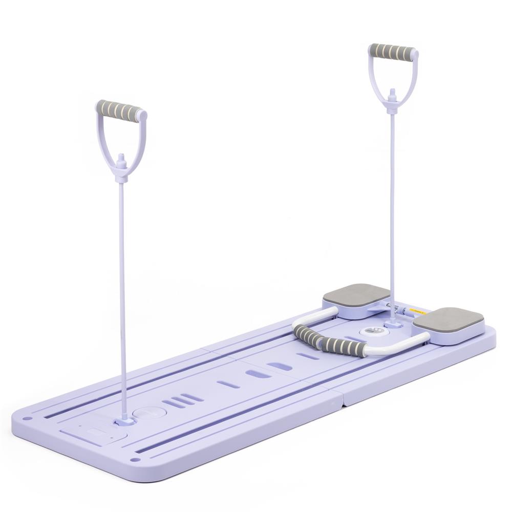 Placa multifunctionala pentru exercitii fitness sau pilates, pliabila, cu timer LCD si benzi elastice, 106x41x3 cm, mov - imagine 33