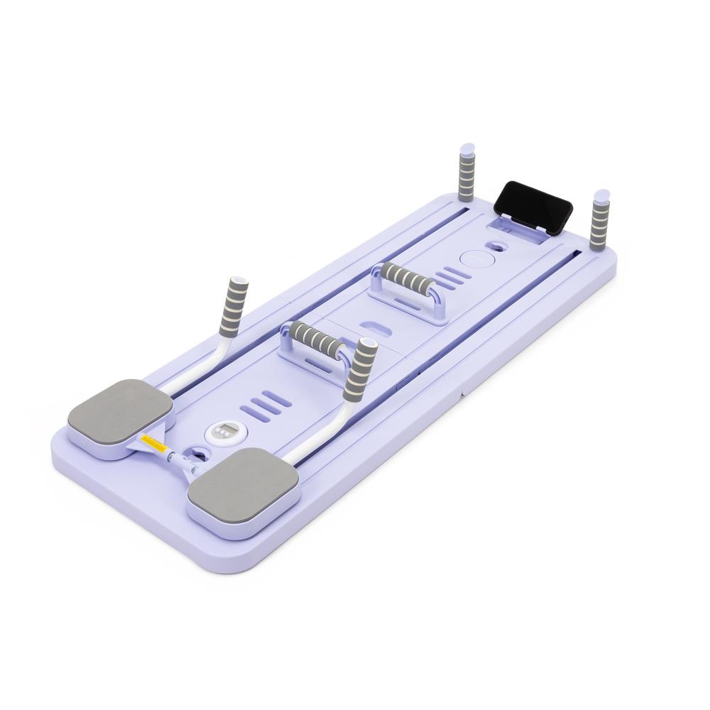 Placa multifunctionala pentru exercitii fitness sau pilates, pliabila, cu timer LCD si benzi elastice, 106x41x3 cm, mov - imagine 36