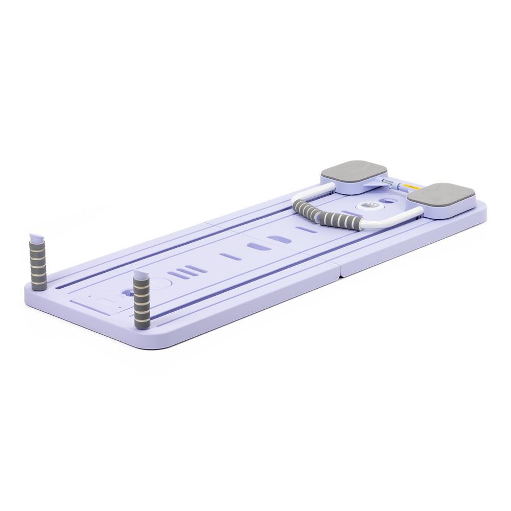 Placa multifunctionala pentru exercitii fitness sau pilates, pliabila, cu timer LCD si benzi elastice, 106x41x3 cm, mov - imagine 38