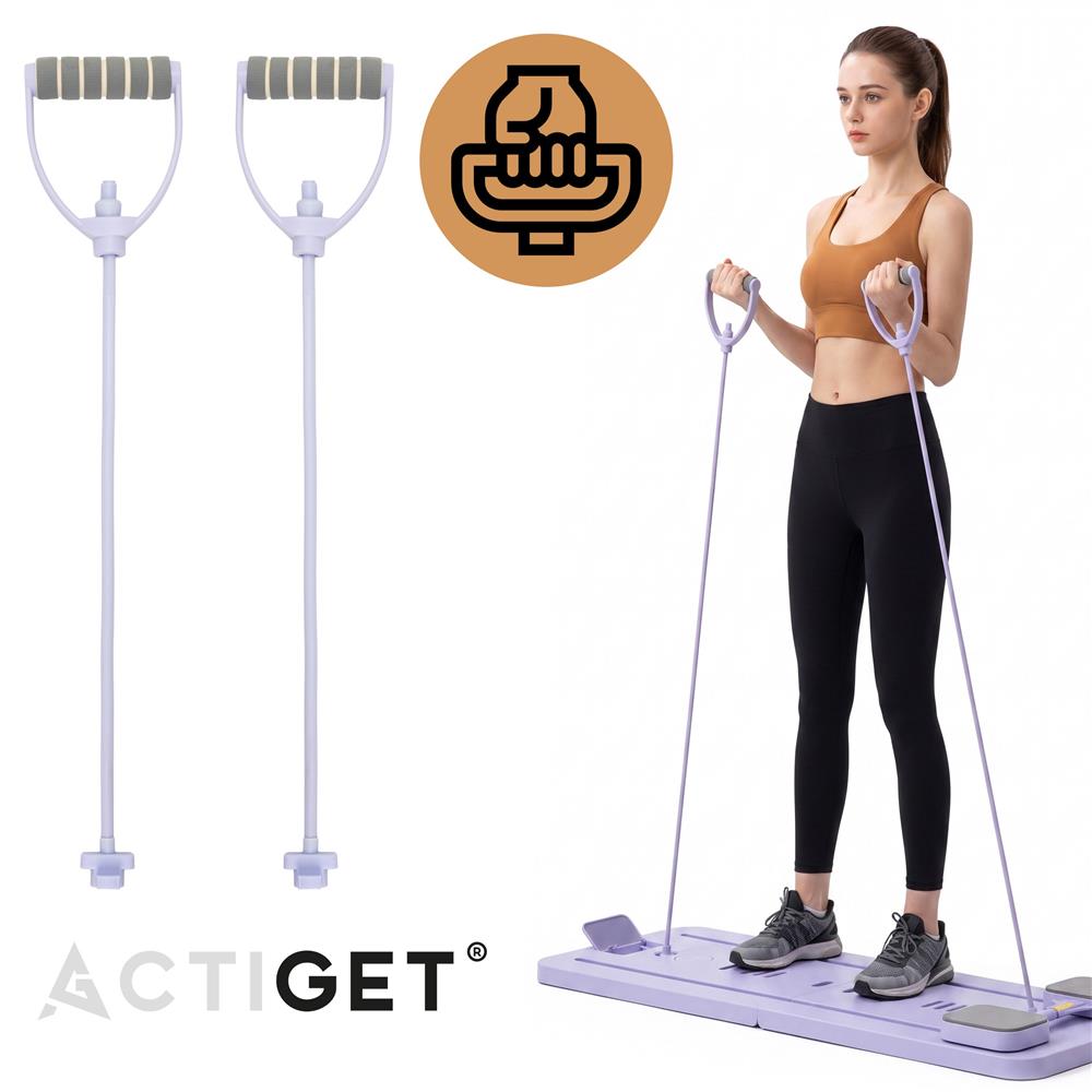 Placa multifunctionala pentru exercitii fitness sau pilates, pliabila, cu timer LCD si benzi elastice, 106x41x3 cm, mov - imagine 9