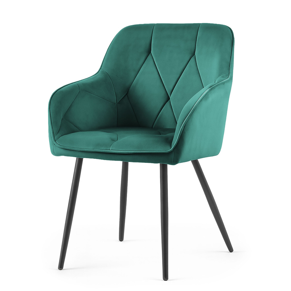 Set 2 scaune dining tapitate din catifea Diamante, 55x58x83 cm, maxim 120 kg, verde - imagine 2