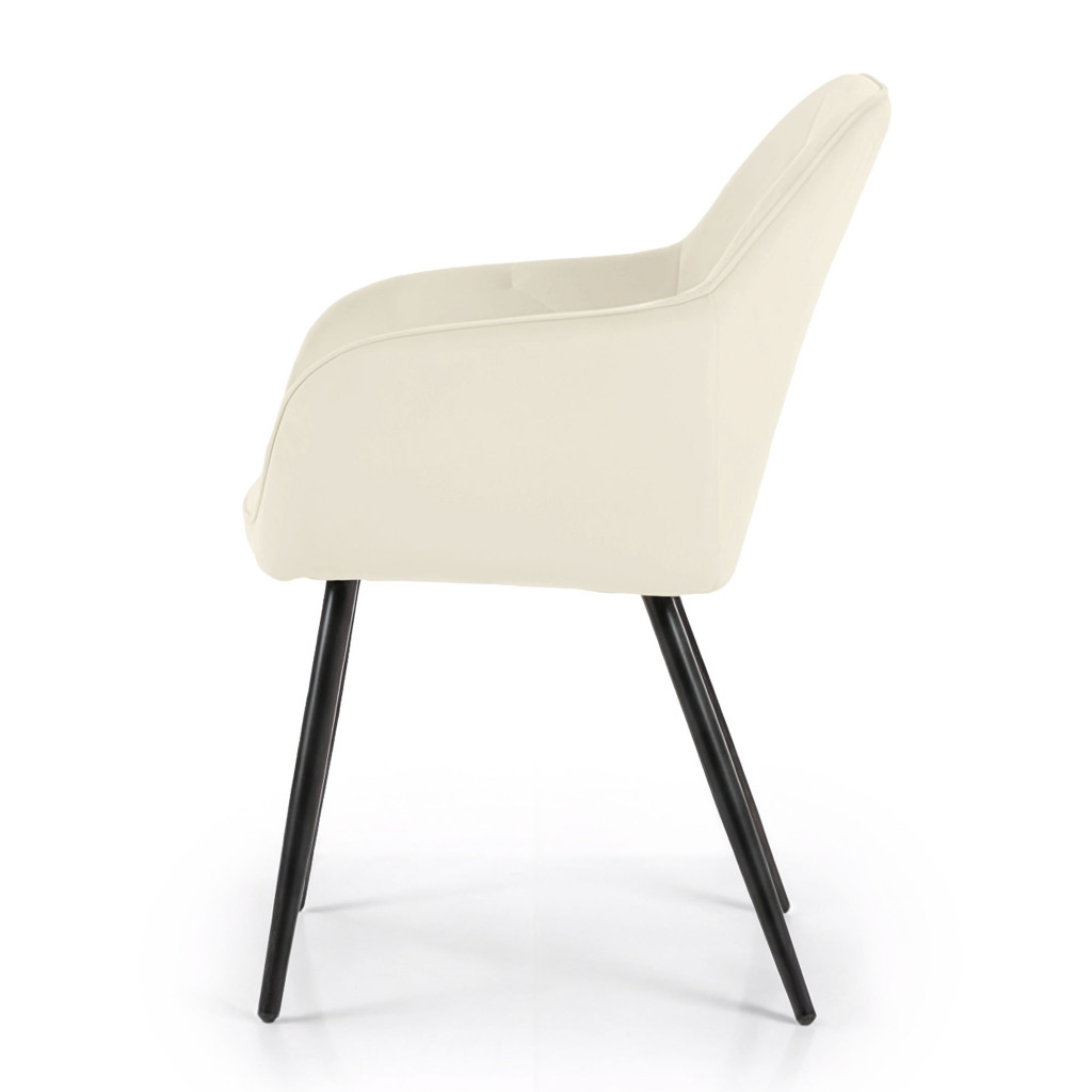 Set 2 scaune dining tapitate din catifea Diamante, 55x58x83 cm, maxim 120 kg, crem - imagine 4