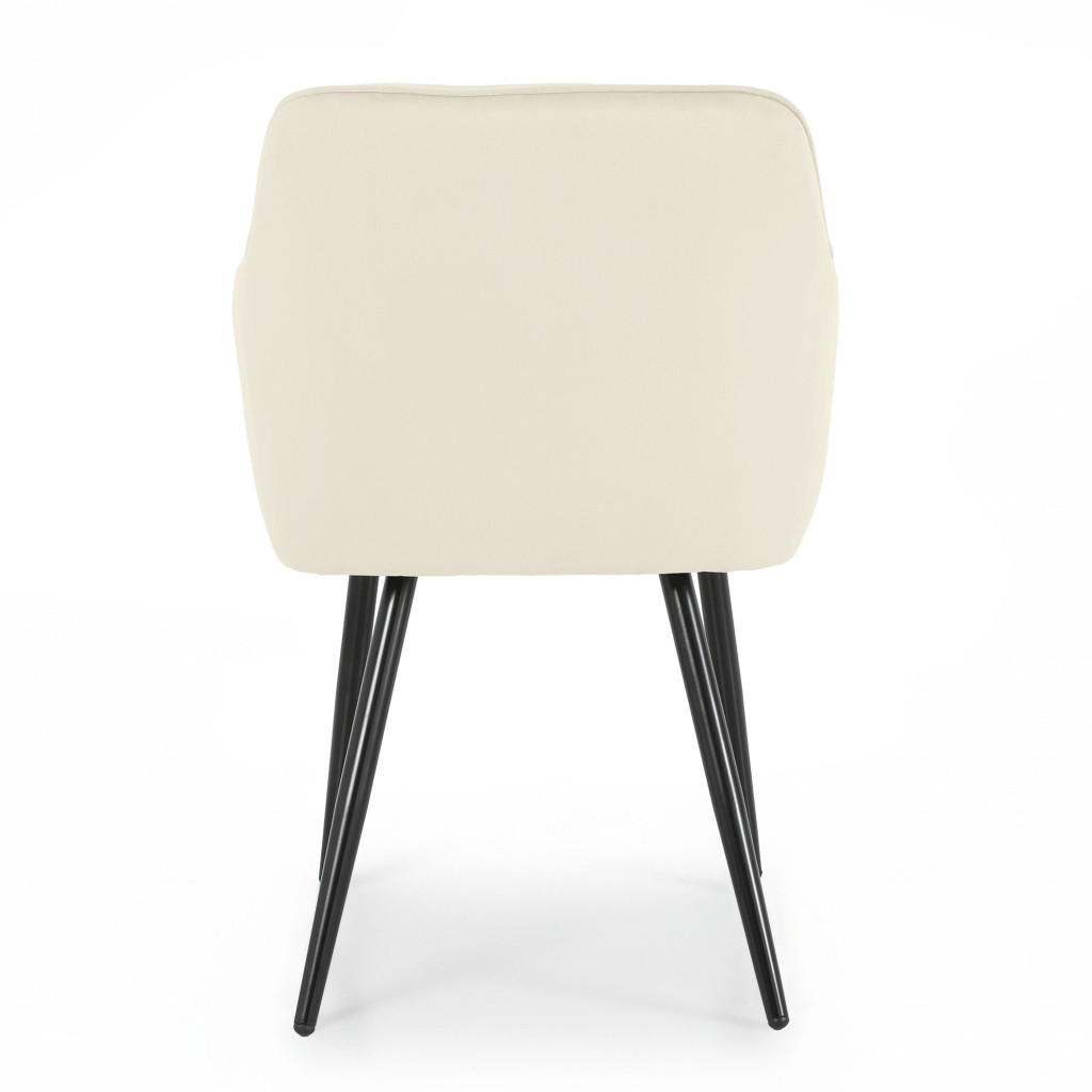 Set 2 scaune dining tapitate din catifea Diamante, 55x58x83 cm, maxim 120 kg, crem - imagine 6