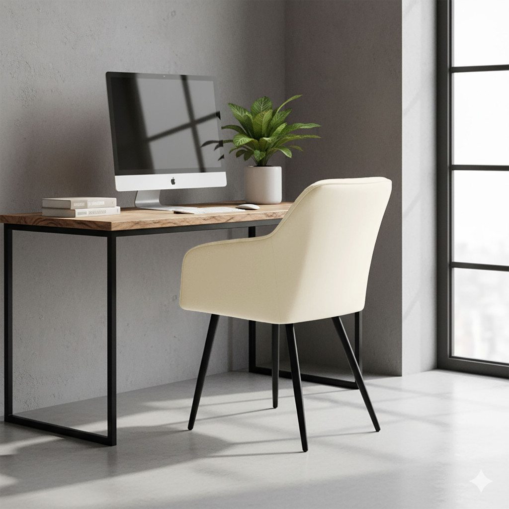 Set 2 scaune dining tapitate din catifea Diamante, 55x58x83 cm, maxim 120 kg, crem - imagine 10