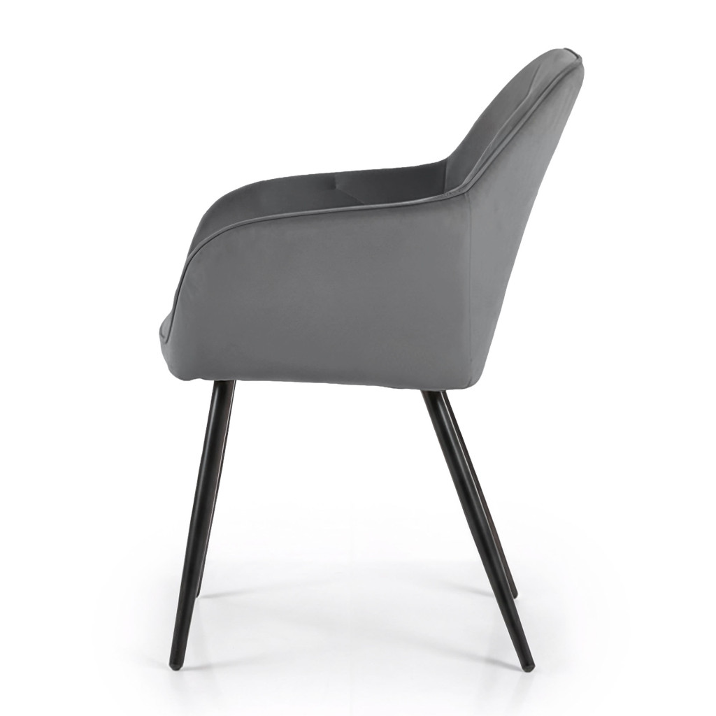 Set 2 scaune dining tapitate din catifea Diamante, 55x58x83 cm, maxim 120 kg, gri grafit - imagine 4
