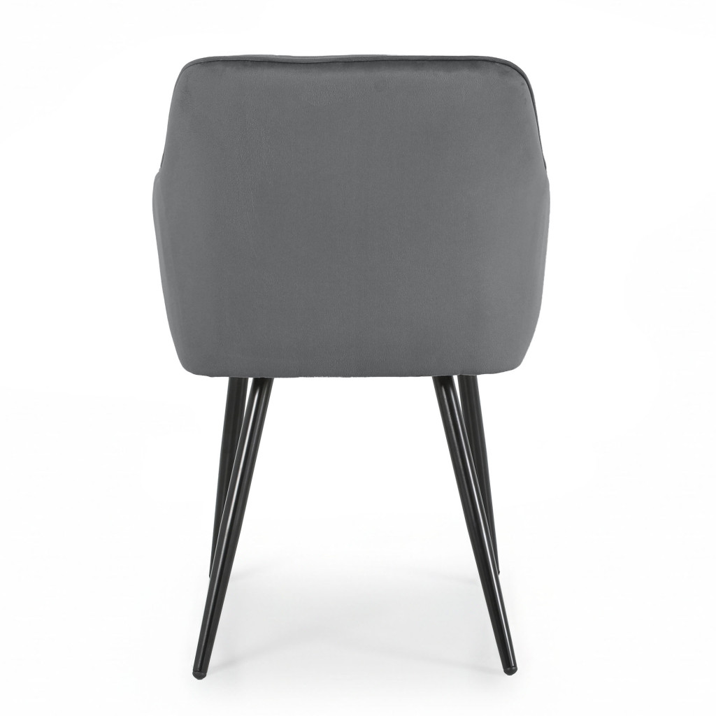 Set 2 scaune dining tapitate din catifea Diamante, 55x58x83 cm, maxim 120 kg, gri grafit - imagine 6