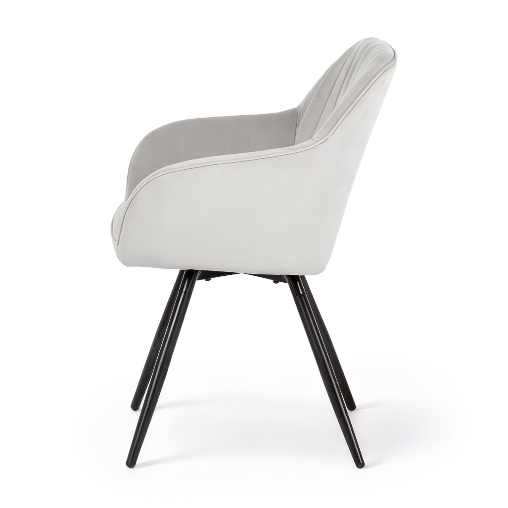 Set 2 scaune dining rotative tapitate din catifea Turno, 55x58x83 cm, maxim 120 kg, gri - imagine 4