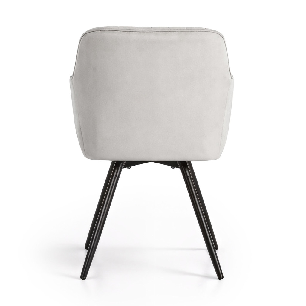 Set 2 scaune dining rotative tapitate din catifea Turno, 55x58x83 cm, maxim 120 kg, gri - imagine 6