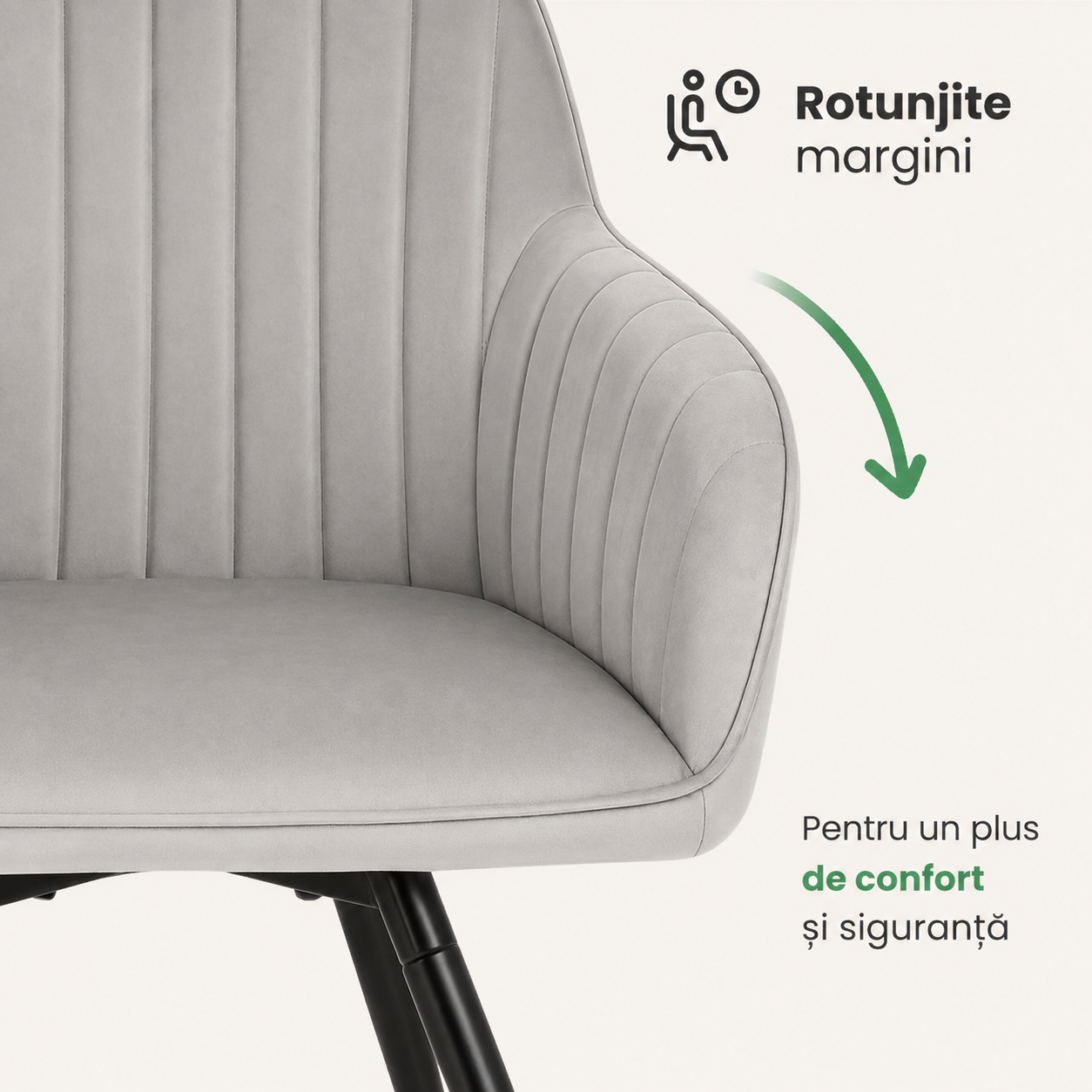 Set 2 scaune dining rotative tapitate din catifea Turno, 55x58x83 cm, maxim 120 kg, gri - imagine 9