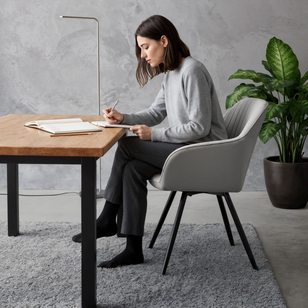 Set 2 scaune dining rotative tapitate din catifea Turno, 55x58x83 cm, maxim 120 kg, gri - imagine 12