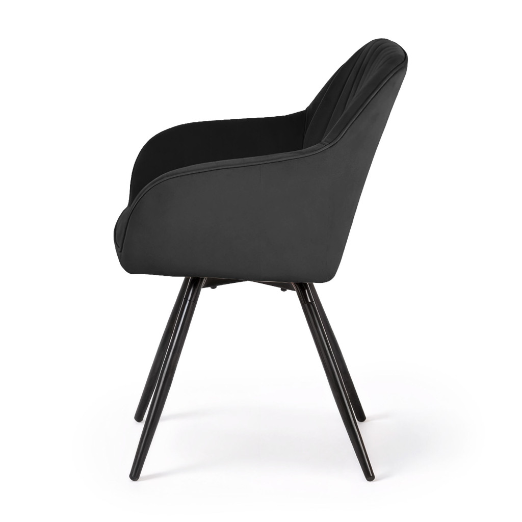 Set 2 scaune dining rotative tapitate din catifea Turno, 55x58x83 cm, maxim 120 kg, negru - imagine 4