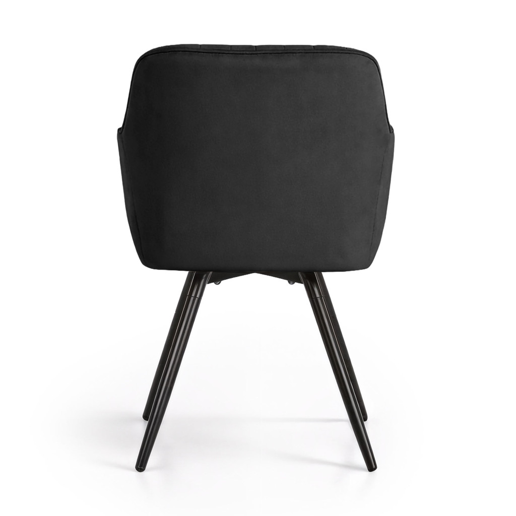 Set 2 scaune dining rotative tapitate din catifea Turno, 55x58x83 cm, maxim 120 kg, negru - imagine 6