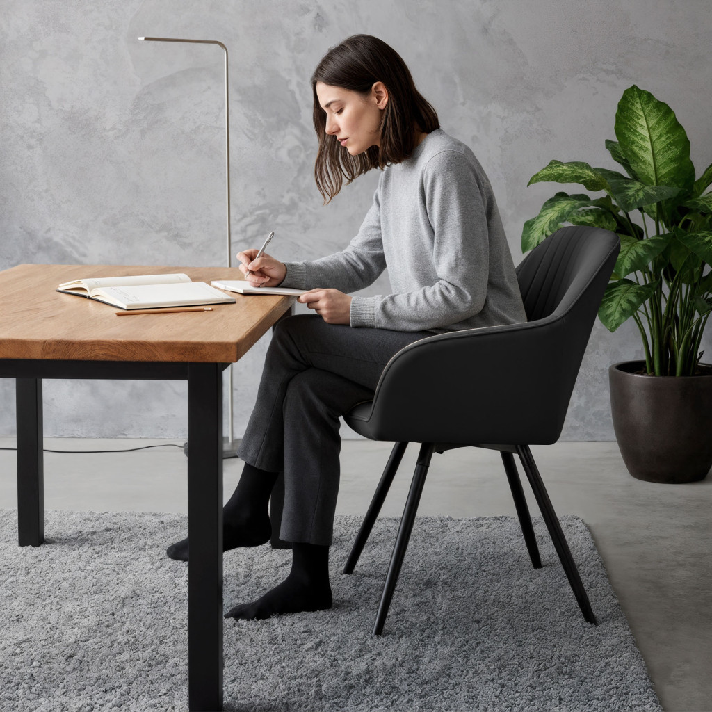 Set 2 scaune dining rotative tapitate din catifea Turno, 55x58x83 cm, maxim 120 kg, negru - imagine 11