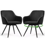 Set 2 scaune dining rotative tapitate din catifea Turno, 55x58x83 cm, maxim 120 kg, negru