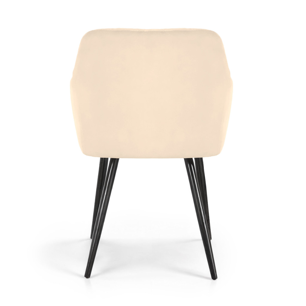 Set 2 scaune dining tapitate Velto, catifea, matlasate cu romburi, 52x58x82 cm, maxim 120 kg, bej - imagine 6