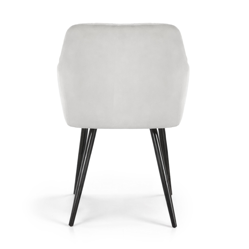 Set 2 scaune dining tapitate Velto, catifea, matlasate cu romburi, 52x58x82 cm, maxim 120 kg, gri - imagine 4
