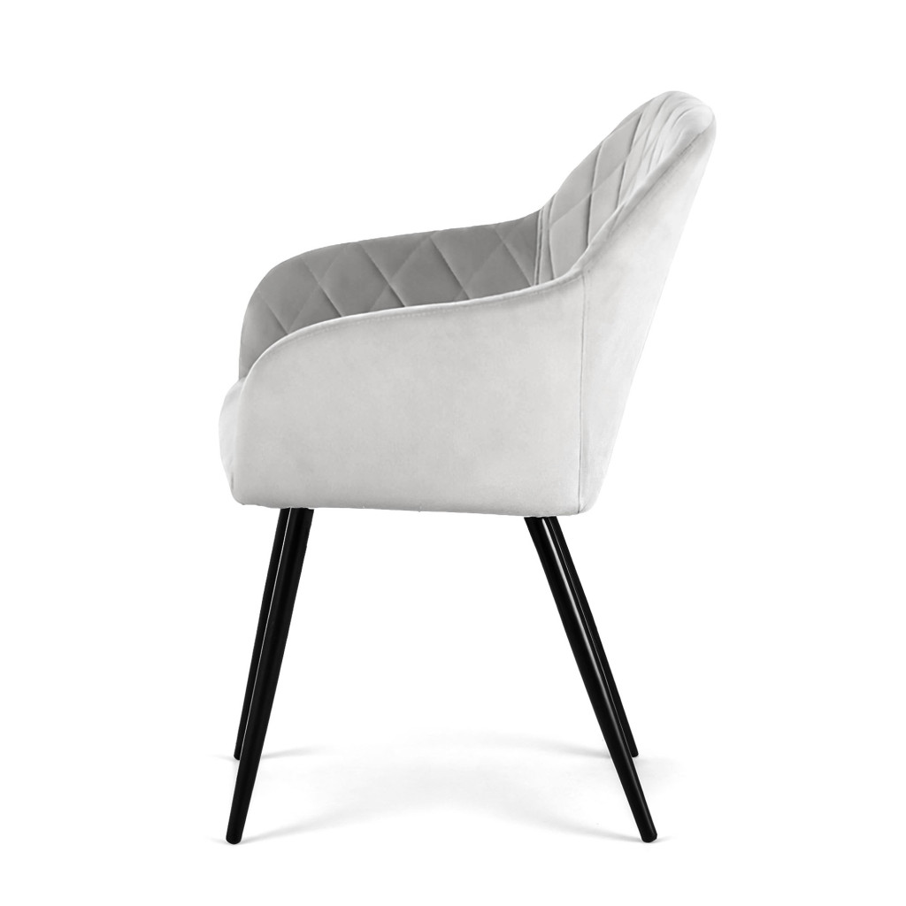 Set 2 scaune dining tapitate Velto, catifea, matlasate cu romburi, 52x58x82 cm, maxim 120 kg, gri - imagine 9