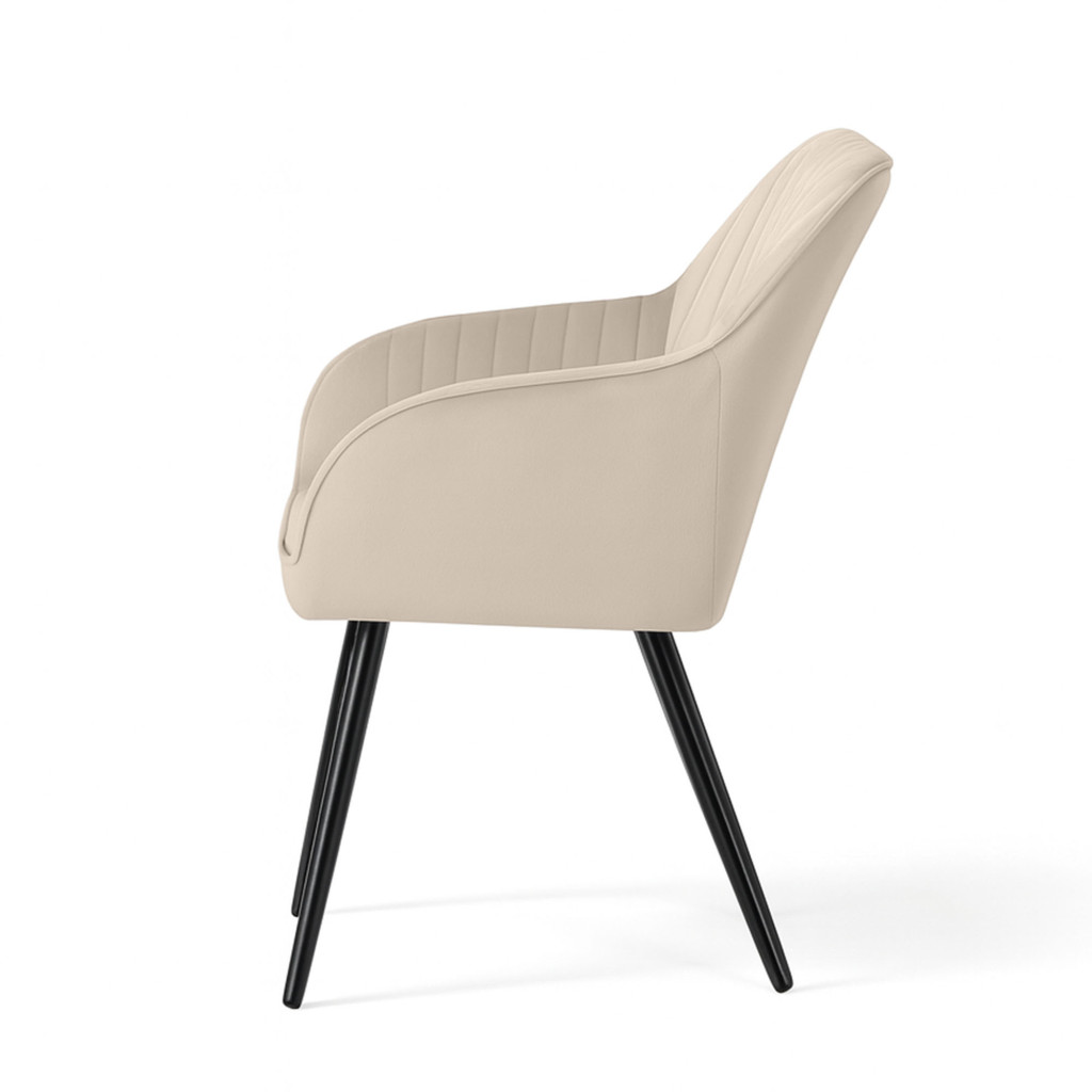 Set 2 scaune dining tapitate din velur Florence, 55x58x82 cm, maxim 120 kg, bej - imagine 4