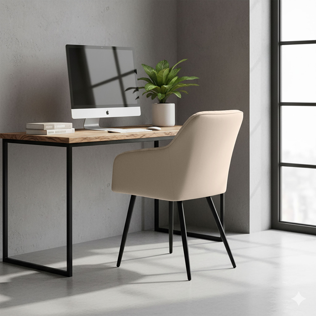 Set 2 scaune dining tapitate din velur Florence, 55x58x82 cm, maxim 120 kg, bej - imagine 9