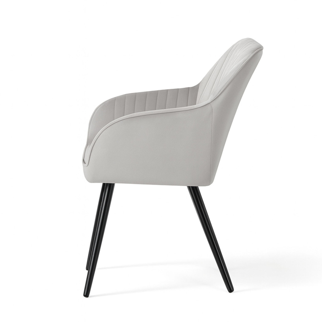 Set 2 scaune dining tapitate din velur Florence, 55x58x82 cm, maxim 120 kg, gri - imagine 2
