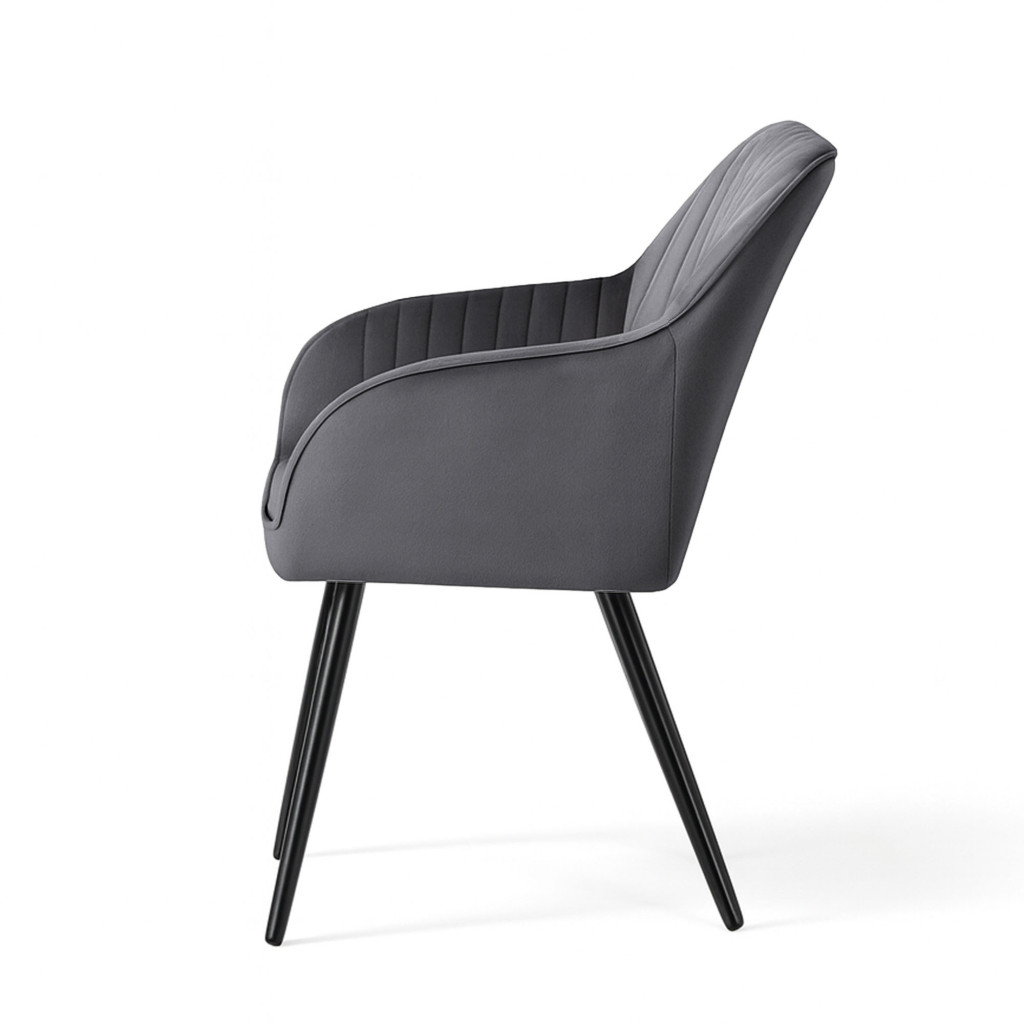 Set 2 scaune dining tapitate din velur Florence, 55x58x82 cm, maxim 120 kg, gri grafit - imagine 4