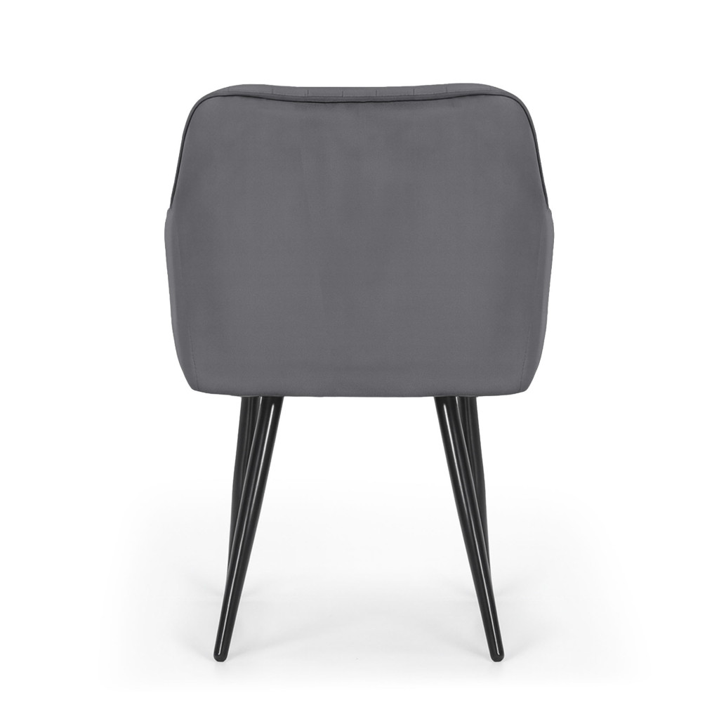 Set 2 scaune dining tapitate din velur Florence, 55x58x82 cm, maxim 120 kg, gri grafit - imagine 6