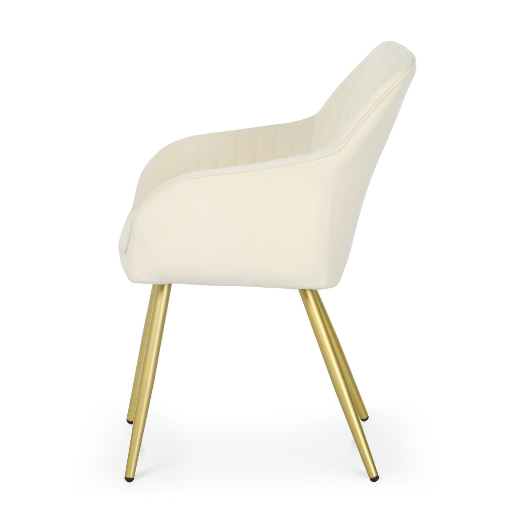 Set 2 scaune dining tapitate din velur Florence, 55x58x82 cm, maxim 120 kg, crem - imagine 4