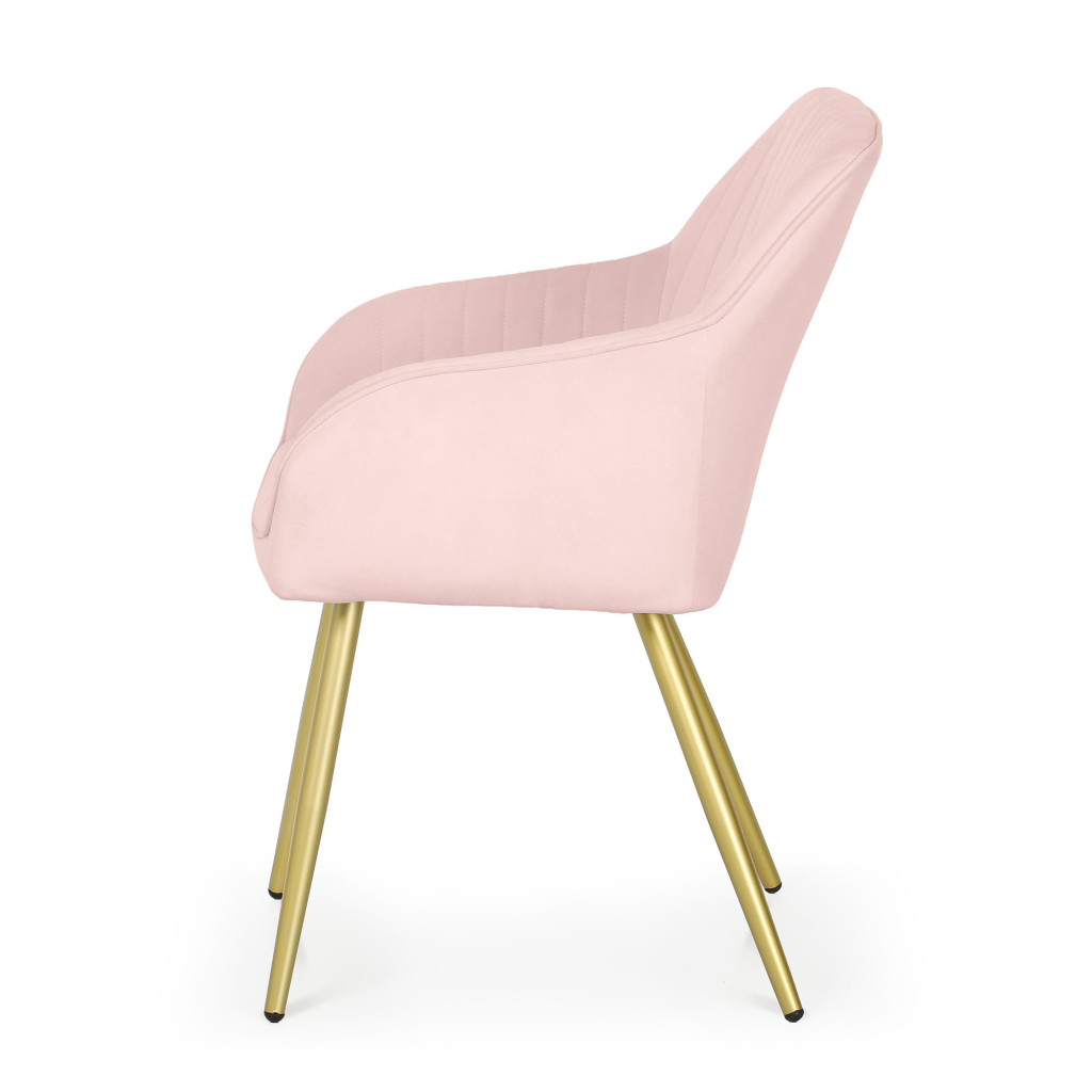 Set 2 scaune dining tapitate din velur Florence, 55x58x82 cm, maxim 120 kg, roz - imagine 2