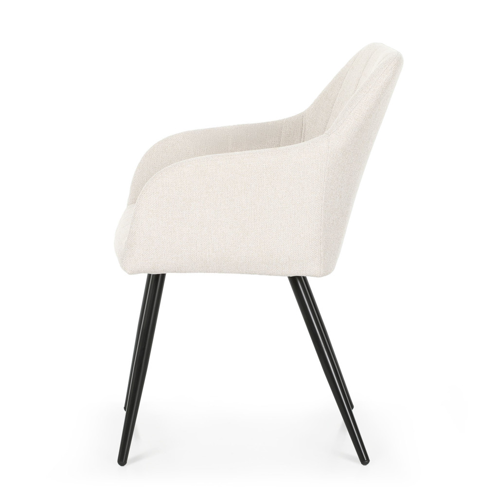 Set 2 scaune dining tapitate cu velur Luxano, cusaturi patrate, 54x58x82 cm, crem - imagine 4