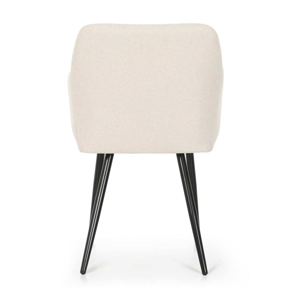 Set 2 scaune dining tapitate cu velur Luxano, cusaturi patrate, 54x58x82 cm, crem - imagine 6