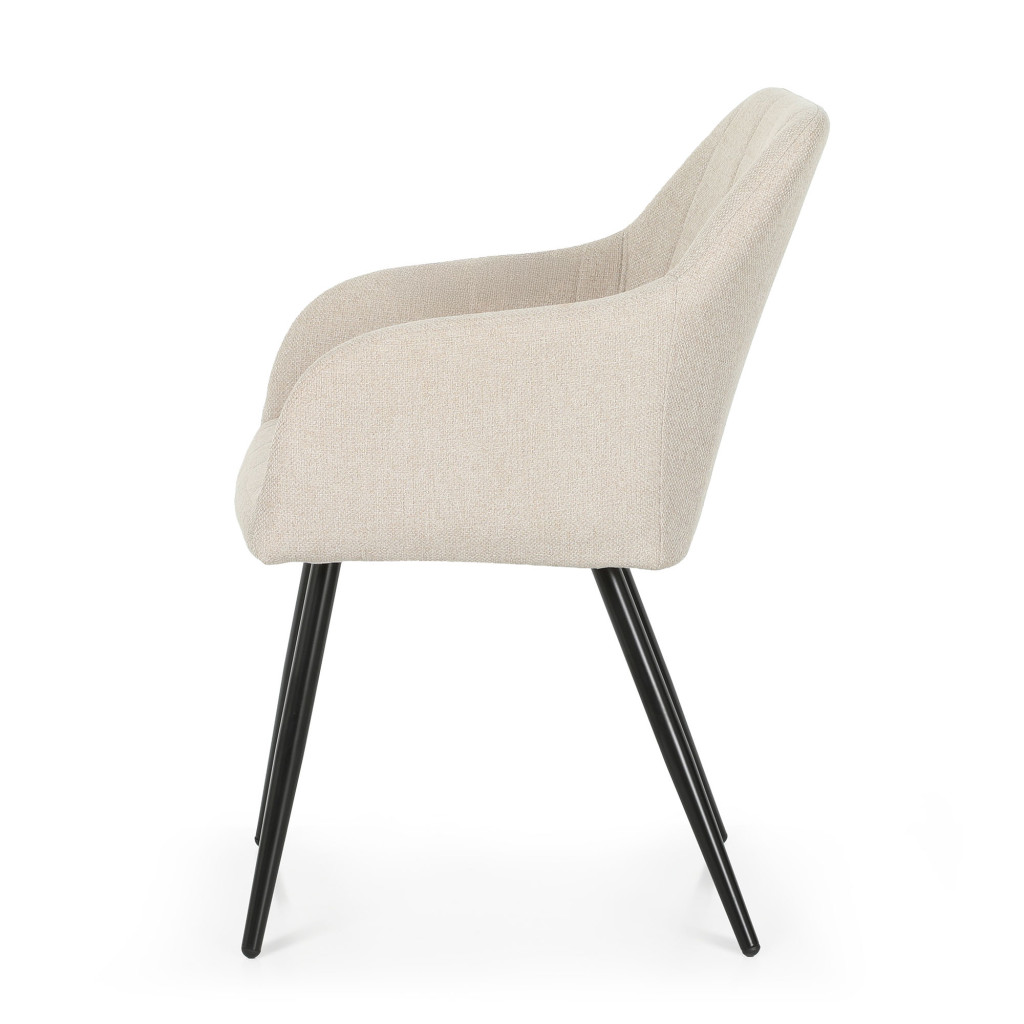 Set 2 scaune dining tapitate cu velur Luxano, cusaturi patrate, 54x58x82 cm, bej - imagine 4