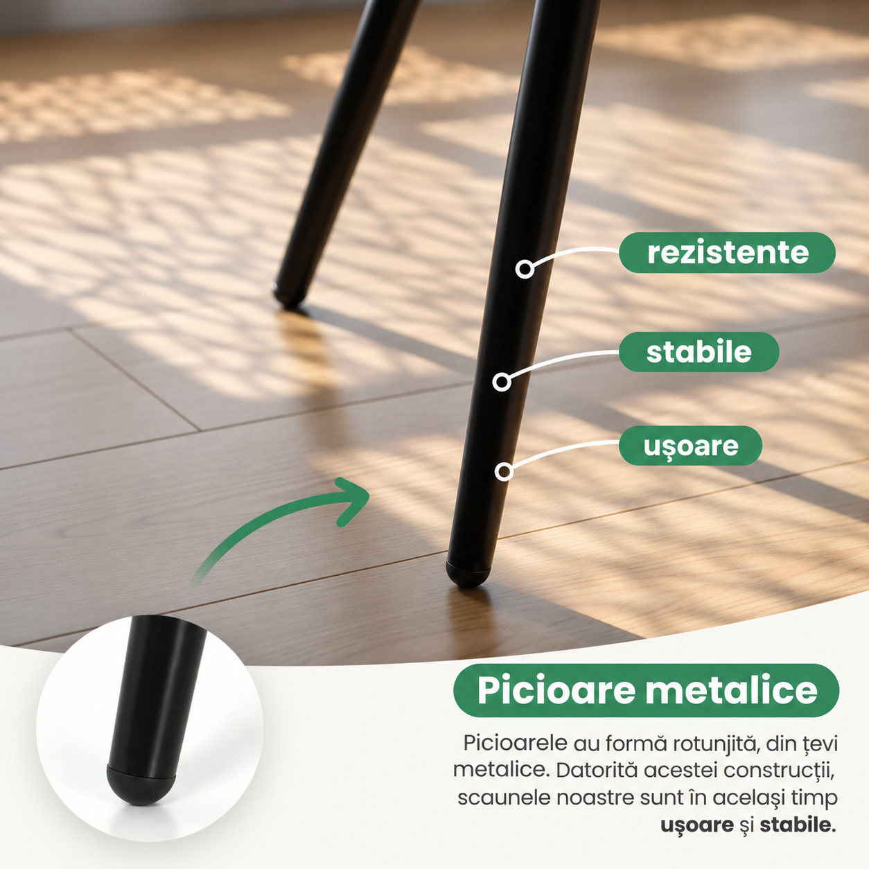 Set 2 scaune dining tapitate cu velur Luxano, cusaturi patrate, 54x58x82 cm, bej - imagine 5